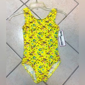 Girls Medium (8/10) Yellow Tank Style Gymnastics Or Dance Leotard Bodysuit NWT